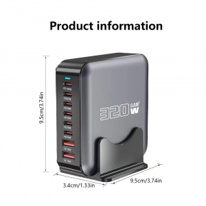 BlackBird GAN 320W 1xUSB-C PD100W + 1xUSB-C PD65W + 4xUSB-C PD30W + 2xUSB QC18W h&aacute;l&oacute;zati t&ouml;ltő (BH1666)