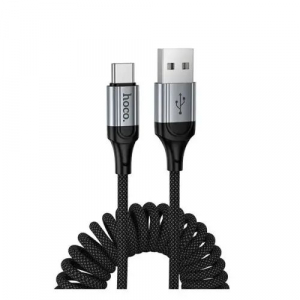 Hoco X121 USB-A - Type-C spir&aacute;l adatk&aacute;bel 150cm fekete (X121_USB_TYPEC)