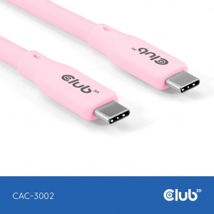 Club 3D USB-C - USB-C adat- &eacute;s t&ouml;ltők&aacute;bel 2m r&oacute;zsasz&iacute;n (CAC-3002)