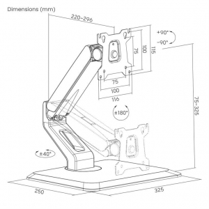 Gembird teljes mozg&aacute;s&uacute; asztali monitor &aacute;llv&aacute;ny 17"-32" fekete (MS-D1ST-01)