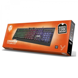 Yenkee YKB WT200US Conqueror USB gamer billentyűzet, RGB LED h&aacute;tt&eacute;rvil&aacute;g&iacute;t&aacute;ssal, US kioszt&aacute;ssal
