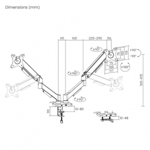 Gembird &aacute;ll&iacute;that&oacute; asztali 2 kijelzős tart&oacute;kar USB-portokkal, 17"-32&rdquo; (MA-DA2U-01)