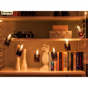 ColorWay fot&oacute;csipeszes f&eacute;nyk&eacute;ptart&oacute; f&eacute;nyf&uuml;z&eacute;r 20 LED 3m (CW-LCP-20L30B)