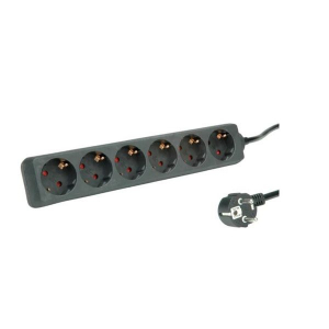 Roline  h&aacute;l&oacute;zati eloszt&oacute; 6 foglalat 1,5m fekete (19.07.1072-20)