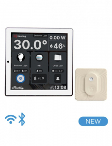 Shelly Wall Display WiFi, BT vez&eacute;rlőpanel feh&eacute;r HT szenzorral