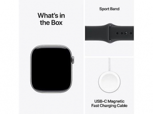 Apple Watch Series 11 GPS + Cellular 42mm asztrosz&uuml;rke alum&iacute;niumtok fekete sportsz&iacute;j M/L (MF8C4MP/A)