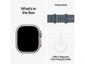 Apple Watch Ultra 3 GPS+Cellular 49mm nat&uacute;r tit&aacute;ntok, ac&eacute;lk&eacute;k &oacute;ce&aacute;n sz&iacute;j (MEWH4QH/A)