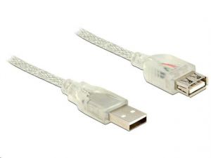 Delock 83880 USB 2.0 Type-A male > USB 2.0 Type-A female 0.5m áttetsző