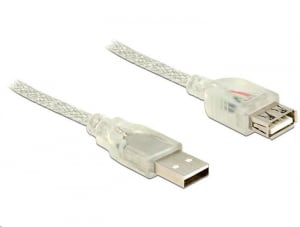 Delock 83885 USB 2.0 Type-A male > USB 2.0 Type-A female 5m áttetsző