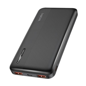 LogiLink 2x USB-A + USB-C 10000mAh Power Bank fekete (PA0372)