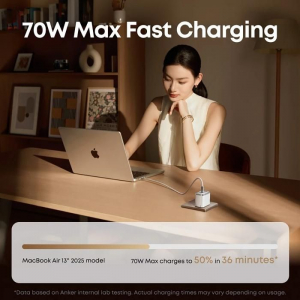 Anker Nano Charger (70W, 3 Ports) h&aacute;l&oacute;zati t&ouml;ltő fekete (A121AL11)