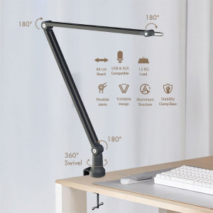 LogiLink aluminium mikrofonkar szor&iacute;t&oacute;s/csavaros r&ouml;gz&iacute;t&eacute;ssel fekete (AA0184)