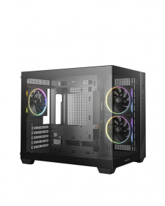 Deepcool CG330 3F táp nélküli ablakos Micro-ATX ház fekete (R-CG330-BKNGM3-G)