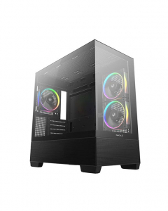 Deepcool CG380 3F táp nélküli ablakos Micro-ATX ház fekete (R-CG380-BKAGM3-G)