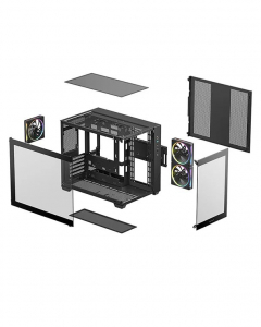 Deepcool CG330 3F t&aacute;p n&eacute;lk&uuml;li ablakos Micro-ATX h&aacute;z fekete (R-CG330-BKNGM3-G)