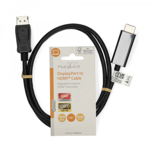 Nedis CCGL37100BK10 Displayport - HDMI k&aacute;bel 1080p 1m (CCGL37100BK10)