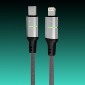 AVAX CB636 STEELY LED 27W USB-C &ndash; Lightning gyorst&ouml;ltő k&aacute;bel fekete 2m