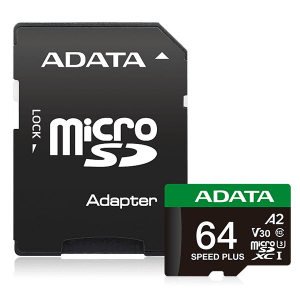 64GB microSDXC ADATA Speed Plus UHS-I U3 Class 10 +adapter (UD64GUI3V30A2SP-RA1)