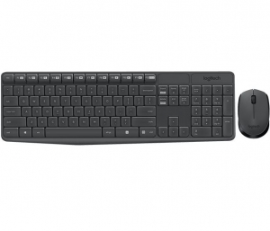 Logitech MK235 vezet&eacute;k n&eacute;lk&uuml;li billentyűzet + optikai eg&eacute;r sz&uuml;rke Grav&iacute;rozott HU (920-007935/7931)