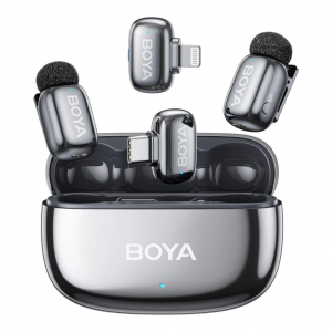 Boya Mini 2 - 2 ad&oacute; + 2 vevő (USB-C &eacute;s Lightning csatlakoz&oacute;val) + 1 t&ouml;ltőtok sz&uuml;rke (BOYA mini 2-01-Space Gray)