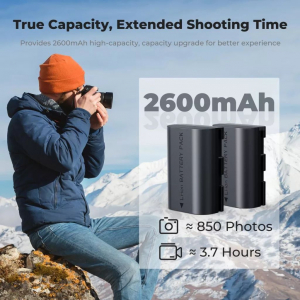 K&F Concept dupla USB-C akkumul&aacute;tor t&ouml;ltő + 2db LP-E6NH akkumul&aacute;tor 2600mAh (KF-28-0098)