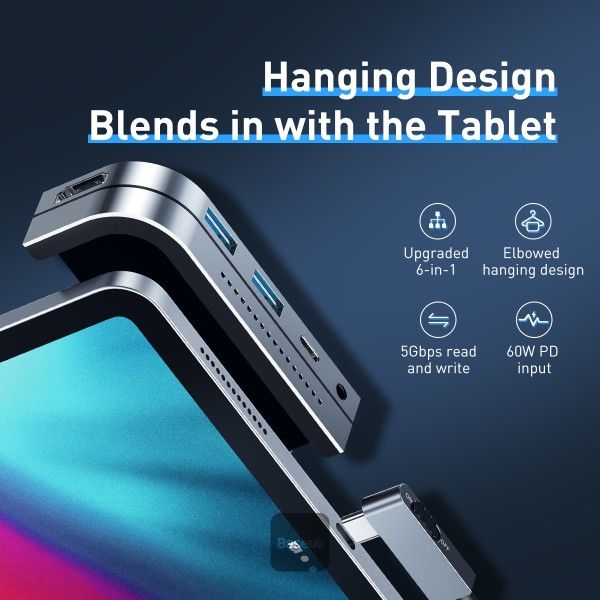 Baseus Bend Angle No.7 USB-C Hub szürke (CAHUB-CWJ0G)