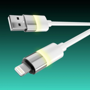 AVAX CB310 GLOWY USB-A - Lightning t&ouml;ltők&aacute;bel 1m feh&eacute;r