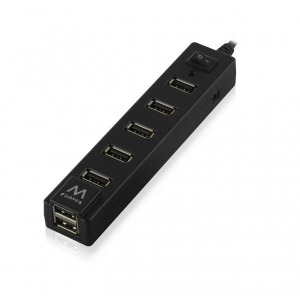 Ewent EW1130 7-Portos USB 2.0 Hub be/ki kapcsolóval fekete