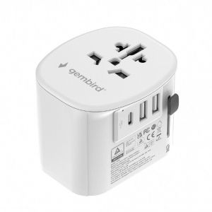 Gembird f&ouml;ldelt univerz&aacute;lis utaz&oacute; h&aacute;l&oacute;zati adapter 15W feh&eacute;r (TPA-EU2A1C15-01-W)