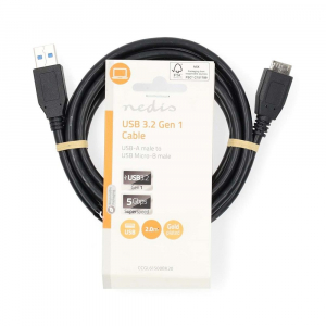 Nedis USB-A - USB Micro-B k&aacute;bel 2m fekete (CCGL61500BK20)