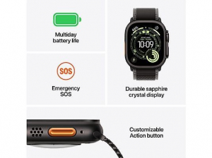 Apple Watch Ultra 3 GPS+Cellular 49mm fekete tit&aacute;ntok, fekete-hamusz&uuml;rke terep p&aacute;nt M/L m&eacute;ret (MF1H4QH/A)