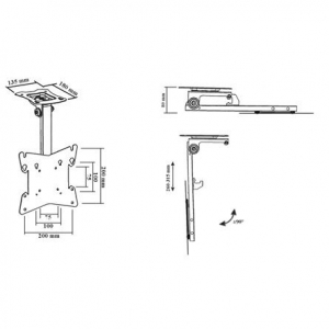 Harmantrade 17"-40" TV mennyezeti tartó fekete (CM100)