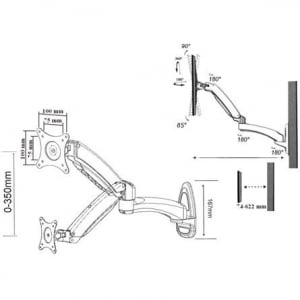 Harmantrade 13"-27" monitor fali tartó fekete-fehér (LR15)