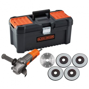 Black & Decker 125mm kompakt sarokcsiszol&oacute; 5 t&aacute;rcs&aacute;val, 16" kofferben (BEG220KA5-QS)