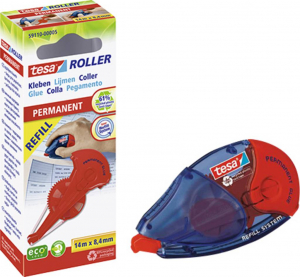 Tesa Hengeres ragaszt&oacute; ROLLER Permanent ecoLogo + 1x REFILL 8.4 mm 14 m V&eacute;glegesen tapad&oacute; Ut&aacute;nt&ouml;lthető: Igen 1 k&eacute;szlet