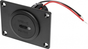 ProCar T&aacute;pell&aacute;t&aacute;s USB-C be&eacute;p&iacute;tett PD/QC aljzat LED-del + szerelőlap Terhelhetős&eacute;g max.=3 A 12 vagy 24 V/DC (67362000)