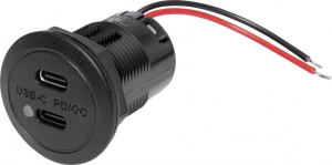 ProCar T&aacute;pell&aacute;t&aacute;s USB-C dupla aljzattal PD/QC EV LED-del, max 2x30 watt Terhelhetős&eacute;g max.=3 A 12 vagy 24 V/DC (67371000)