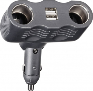 Basetech 2 r&eacute;szes Szivargy&uacute;jt&oacute; eloszt&oacute; Szivargy&uacute;jt&oacute; csatlakoz&oacute;k sz&aacute;ma 2 x Csatlakoz&oacute;k: USB 2 x Terhelhetős&eacute;g max. 10 A (A13-123)
