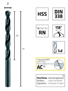 Alpen HSS Spir&aacute;lf&uacute;r&oacute; 8.8 mm Teljes hossz 125 mm DIN 338 10 db (0060100880100)