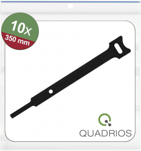 Quadrios T&eacute;pőz&aacute;r k&aacute;belk&ouml;tegelő K&ouml;tegel&eacute;shez Bolyhos &eacute;s horgos f&eacute;l (H x Sz) 350 mm x 12 mm Fekete 10 db (25CA565)