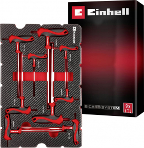 Einhell T-Griff Schraubendreher-Set 9-tlg. Einleger Pad  Bet&eacute;t 9 r&eacute;szes (370526)