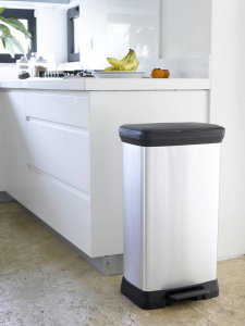CURVER Deco bin metalics  Szemeteskuka 50 l (Sz x Ma x M&eacute;) 390 x 720 x 290 mm Ez&uuml;st, Fekete 1 db (240643)
