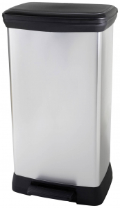 CURVER Deco bin metalics  Szemeteskuka 46 l (Sz x Ma x M&eacute;) 407 x 749 x 307 mm Ez&uuml;st, Fekete 1 db (254620)