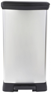 CURVER Deco bin metalics  Szemeteskuka 46 l (Sz x Ma x M&eacute;) 407 x 749 x 307 mm Ez&uuml;st, Fekete 1 db (254620)