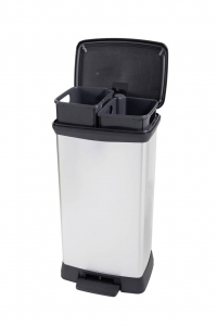 CURVER Deco bin metalics  Szemeteskuka 46 l (Sz x Ma x M&eacute;) 407 x 749 x 307 mm Ez&uuml;st, Fekete 1 db (254620)