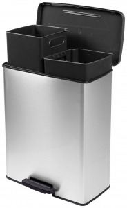 CURVER Deco bin slim  Szemeteskuka 52 l (Sz x Ma x M&eacute;) 486 x 615 x 284 mm Ez&uuml;st, Fekete 1 db (254619)