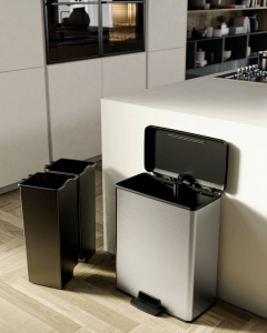 CURVER Deco bin slim  Szemeteskuka 52 l (Sz x Ma x M&eacute;) 486 x 615 x 284 mm Ez&uuml;st, Fekete 1 db (254619)