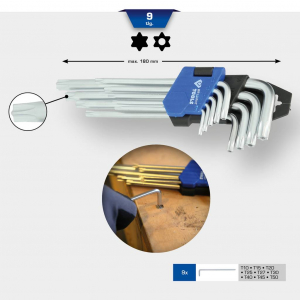 Brilliant Tools Hajl&iacute;tott csavarh&uacute;z&oacute; k&eacute;szlet T 10, T 15, T 20, T 25, T 27, T 30, T 40, T 45, T 50 9 r&eacute;szes (BT044009)