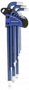 WorkPro K&uuml;lső hatlap, G&ouml;mbfej Csavarh&uacute;z&oacute; k&eacute;szlet 1.5 mm, 2 mm, 2.5 mm, 3 mm, 4 mm, 5 mm, 6 mm, 8 mm, 10 mm 1.5 mm, 2 mm, 2.5 mm, 3 mm, 4 mm, 5 mm, 6 m