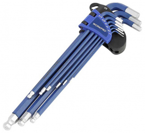 WorkPro K&uuml;lső hatlap, G&ouml;mbfej Csavarh&uacute;z&oacute; k&eacute;szlet 1.5 mm, 2 mm, 2.5 mm, 3 mm, 4 mm, 5 mm, 6 mm, 8 mm, 10 mm 1.5 mm, 2 mm, 2.5 mm, 3 mm, 4 mm, 5 mm, 6 m